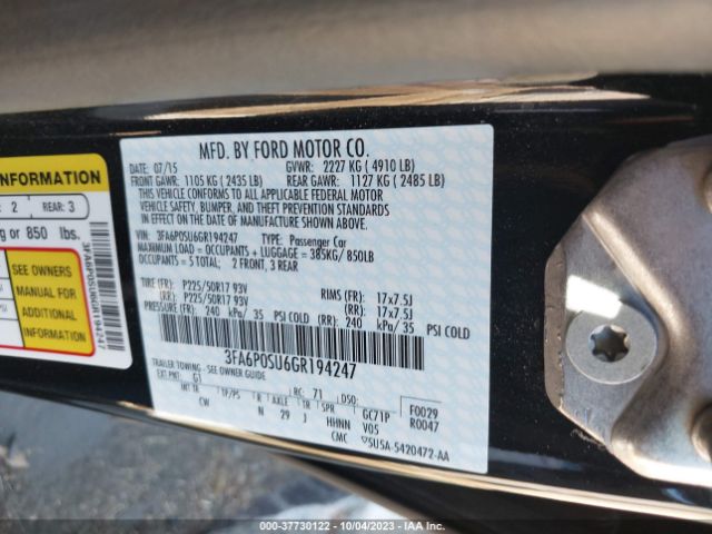 3FA6P0SU6GR194247 Ford Fusion Energi Titanium