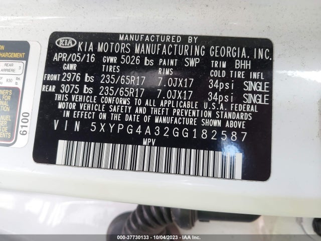 KIA SORENTO LX 2016 5XYPG4A32GG182587 Image 9