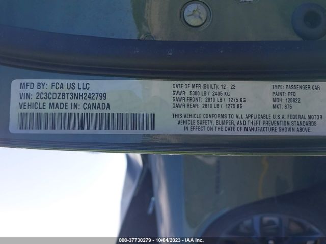 2C3CDZBT3NH242799 Dodge Challenger R/t