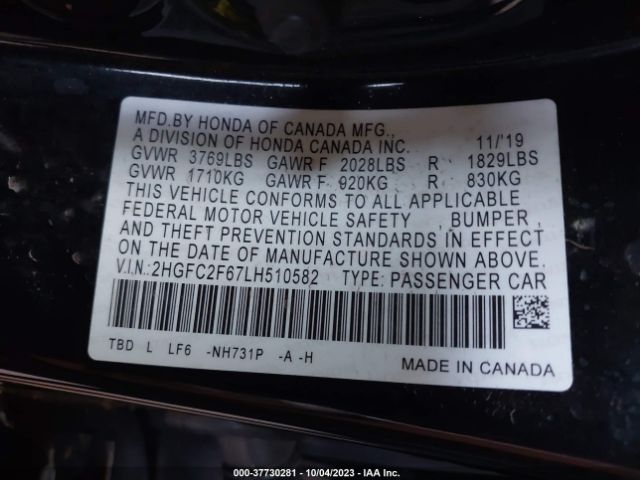 2HGFC2F67LH510582 Honda Civic Sedan Lx