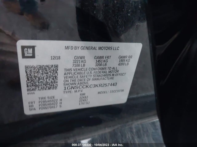 Chevrolet Tahoe Premier 2019 1GNSCCKC3KR257443 Image 9