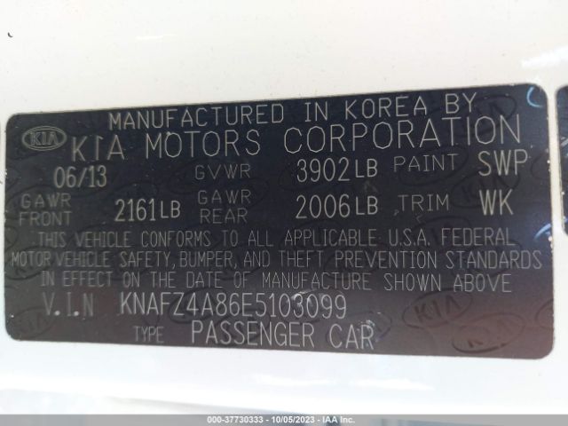 KNAFZ4A86E5103099 KIA FORTE EX