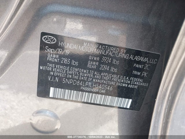 Hyundai ELANTRA SEL 2020 5NPD84LF1LH540546 Image 9