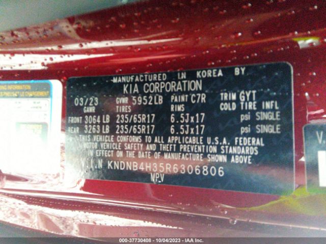 KNDNB4H35R6306806 KIA Carnival Lx