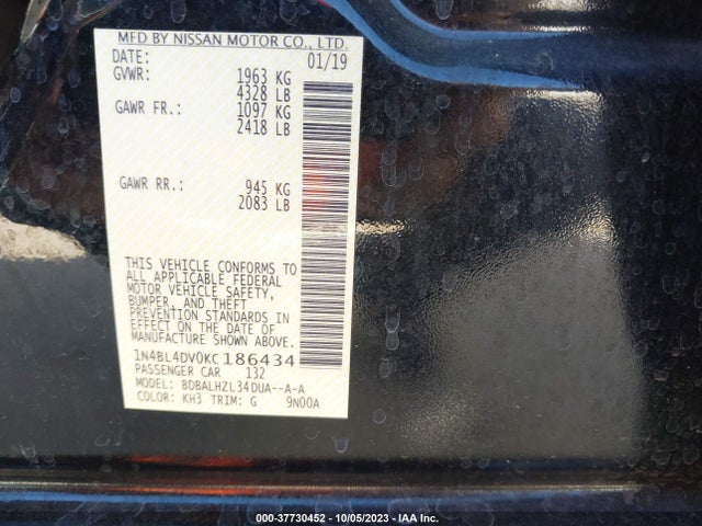 Nissan Altima 2.5 Sv 2019 1N4BL4DV0KC186434 Image 9