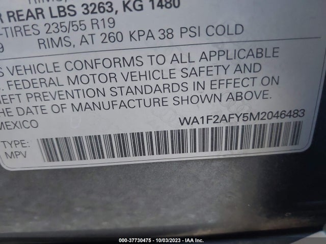 WA1F2AFY5M2046483 Audi Q5 Prestige