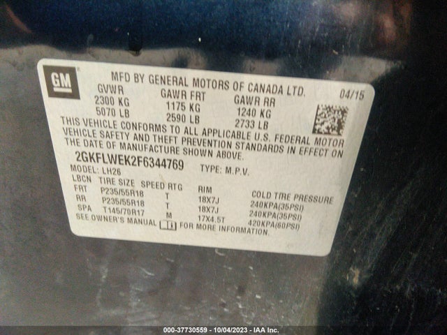 GMC Terrain Sle 2015 2GKFLWEK2F6344769 Image 9