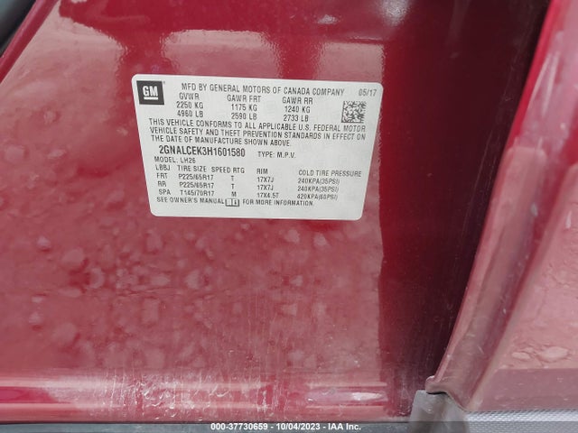 2GNALCEK3H1601580 Chevrolet EQUINOX LT