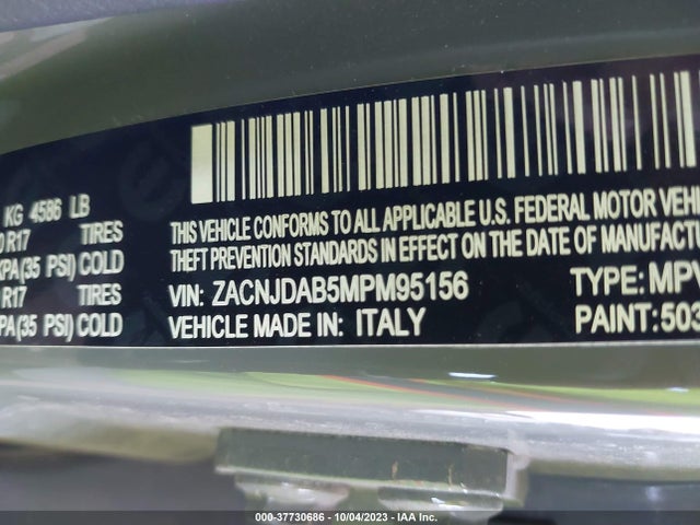 2021 JEEP RENEGADE FREEDOM EDTION VIN: ZACNJDAB5MPM95156
