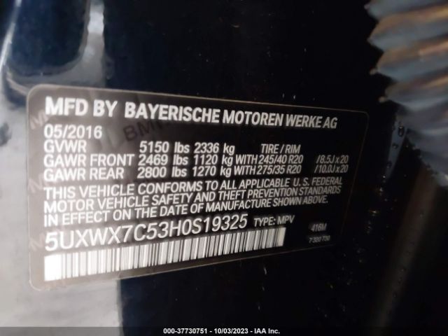 5UXWX7C53H0S19325 BMW X3 Xdrive35i
