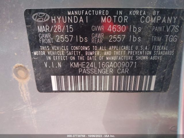 KMHE24L16GA009071 Hyundai Sonata Hybrid Se