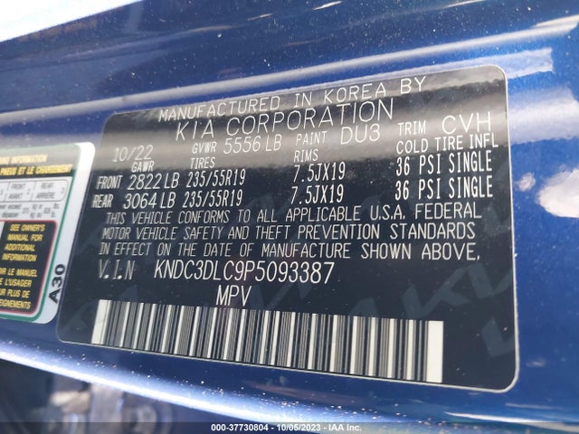 2023 KIA EV6 WIND VIN: KNDC3DLC9P5093387