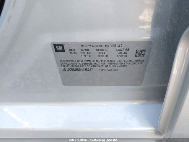 Chevrolet SONIC LT 2016 1G1JC5SH6G4126287 Image 9