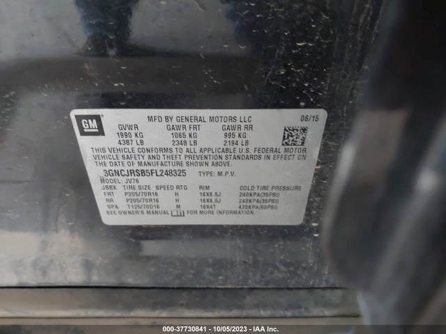Chevrolet Trax Lt 2015 3GNCJRSB5FL248325 Image 9