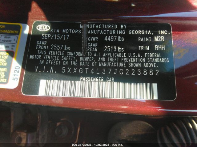 5XXGT4L37JG223882 KIA Optima Lx