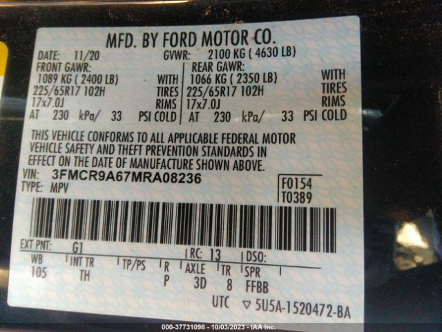 3FMCR9A67MRA08236 Ford Bronco Sport Base