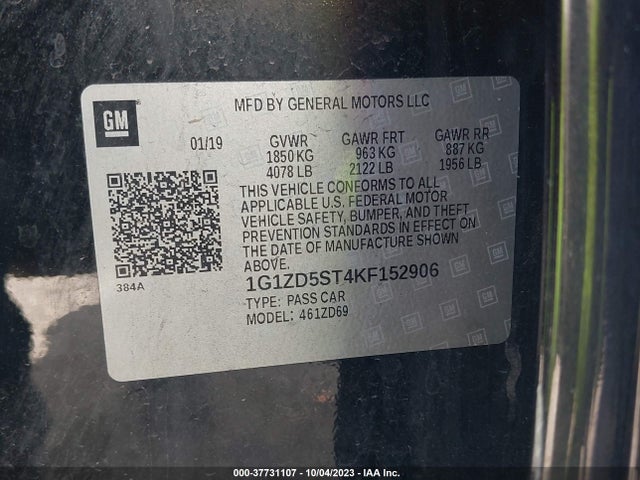 Chevrolet MALIBU LT 2019 1G1ZD5ST4KF152906 Image 9