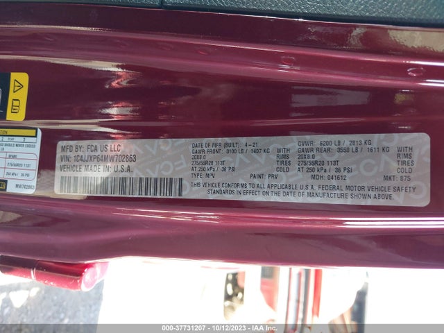 1C4JJXP64MW702863 Jeep Wrangler 4xe Unlimited Sahara