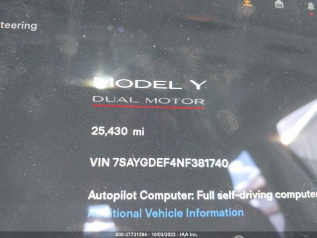 7SAYGDEF4NF381740 Tesla Model Y Performance