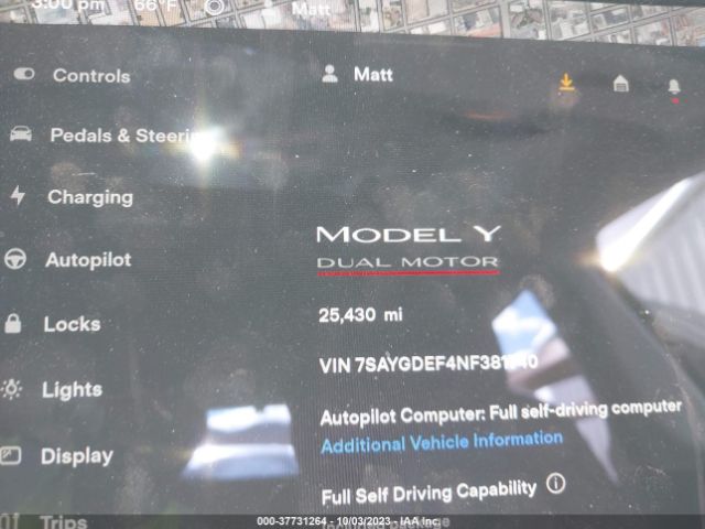 7SAYGDEF4NF381740 Tesla Model Y Performance