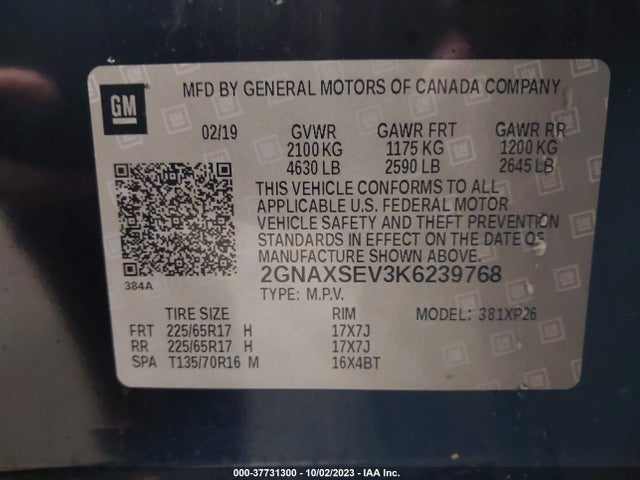 Chevrolet EQUINOX LS 2019 2GNAXSEV3K6239768 Image 9