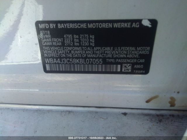 WBA4J3C58KBL07055 BMW 4 Series 430i Xdrive