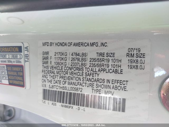 5J8TC1H55LL005872 Acura Rdx W/technology Pkg