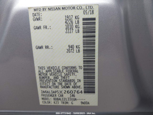 Nissan Altima 2.5 Sv 2018 1N4AL3AP5JC260764 Image 9