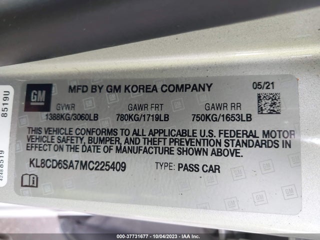 Chevrolet Spark Fwd 1lt Automatic 2021 KL8CD6SA7MC225409 Image 9