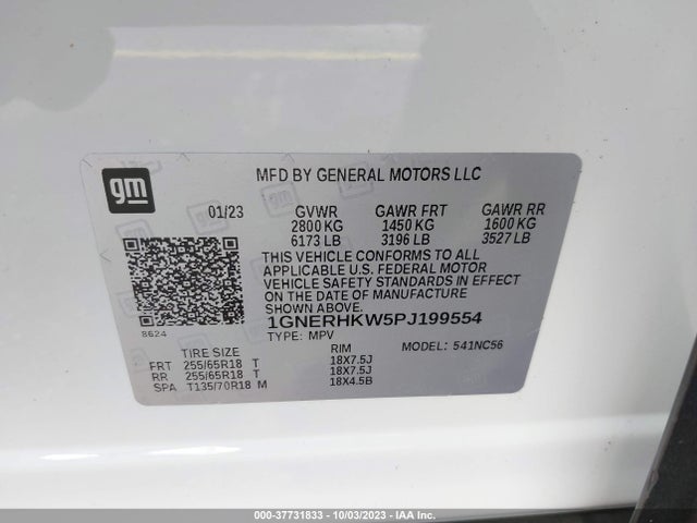 Chevrolet Traverse Lt Leather 2023 1GNERHKW5PJ199554 Image 9