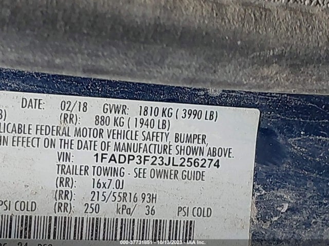 Ford FOCUS SE 2018 1FADP3F23JL256274 Image 9