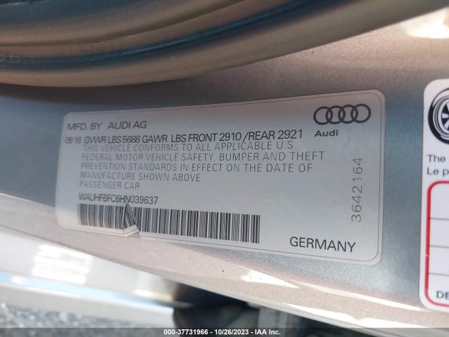WAUHFBFC6HN039637 Audi S6 Prestige