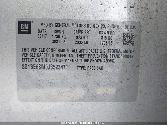 Chevrolet Cruze Lt Auto 2018 3G1BE6SM0JS523471 Image 9