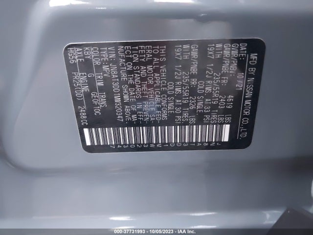 Nissan Rogue Platinum 2021 JN8AT3DD1MW320347 Image 9