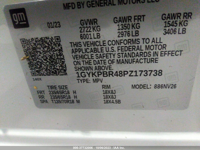 1GYKPBR48PZ173738 Cadillac Xt6 Luxury