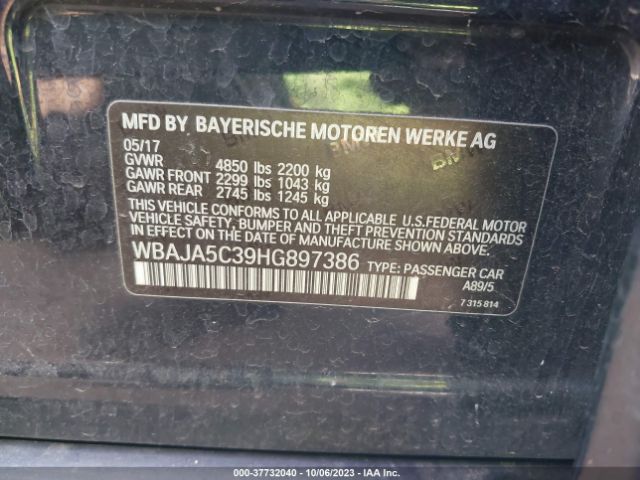 WBAJA5C39HG897386 BMW 5 Series 530i