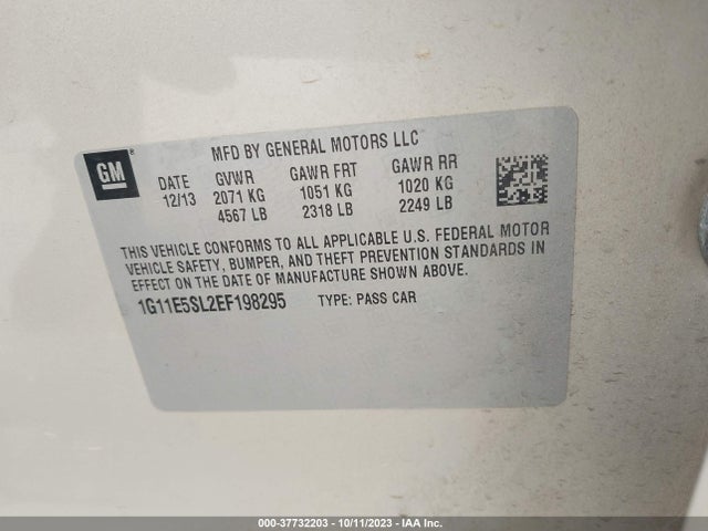 2014 CHEVROLET MALIBU LT VIN: 1G11E5SL2EF198295
