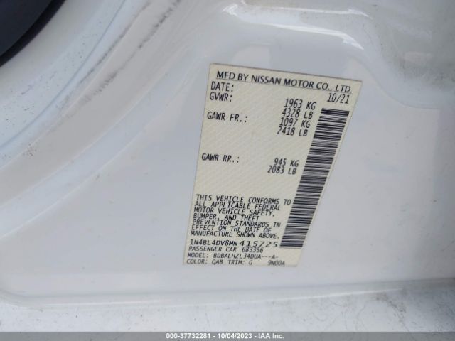 1N4BL4DV8MN415725 Nissan Altima 2.5 Sv
