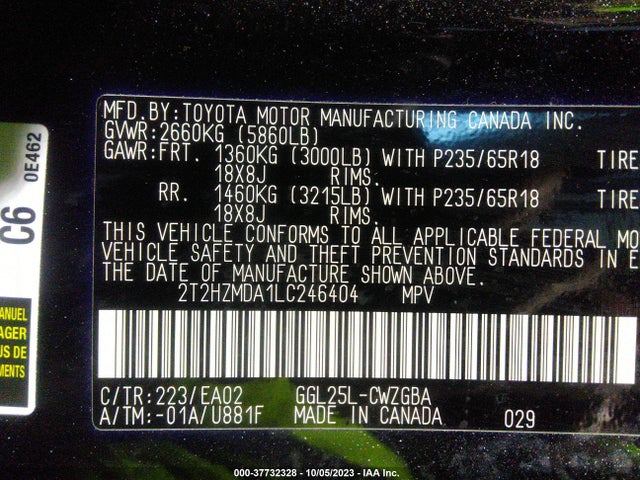 2T2HZMDA1LC246404 Lexus Rx Rx 350