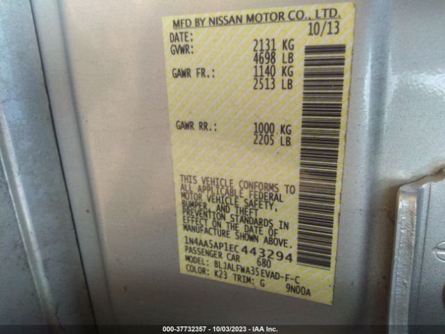 1N4AA5AP1EC443294 Nissan Maxima 3.5 Sv