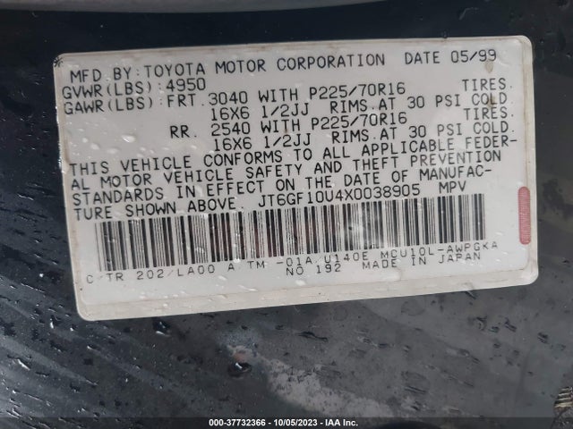 1999 LEXUS RX 300 LUXURY SUV JT6GF10U4X0038905 Photo 8