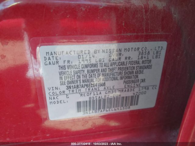 3N1AB7AP6EL641508 Nissan SENTRA SR