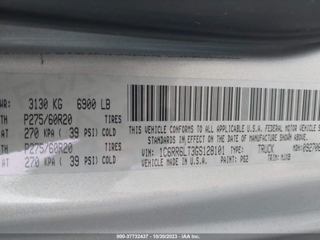 1C6RR6LT3GS128101 RAM 1500 Lone Star