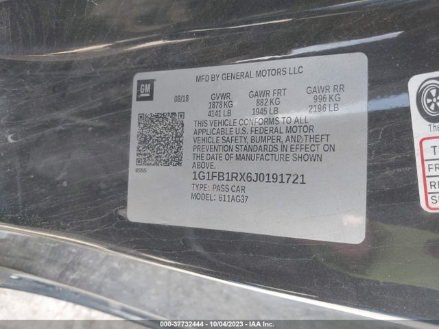 Chevrolet Camaro 1lt 2018 1G1FB1RX6J0191721 Image 9