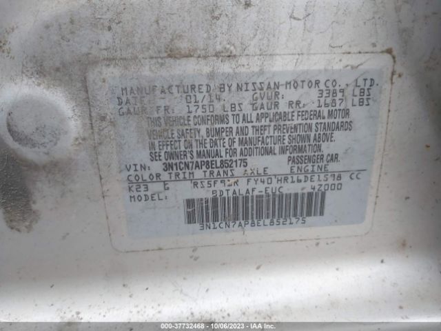 3N1CN7AP8EL852175 Nissan Versa 1.6 S