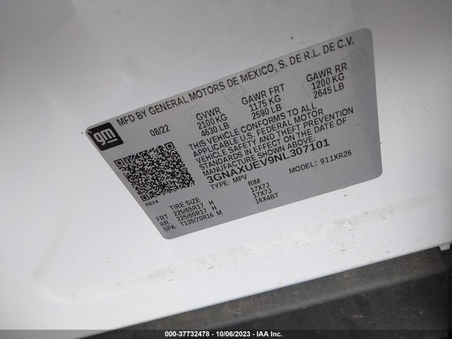 Chevrolet EQUINOX LT 2022 3GNAXUEV9NL307101 Image 9