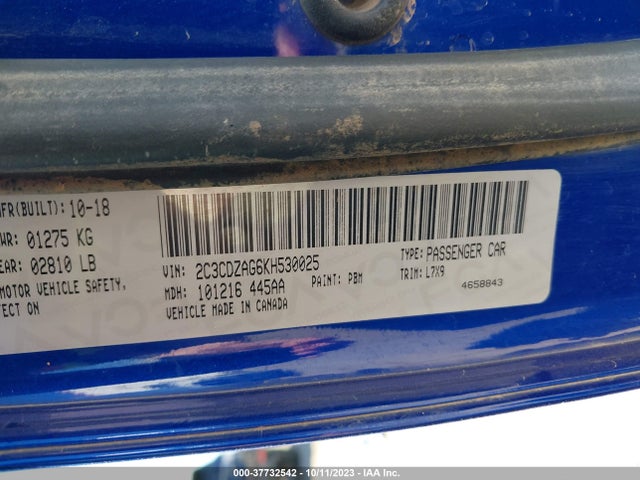 Dodge Challenger Sxt 2019 2C3CDZAG6KH530025 Image 9