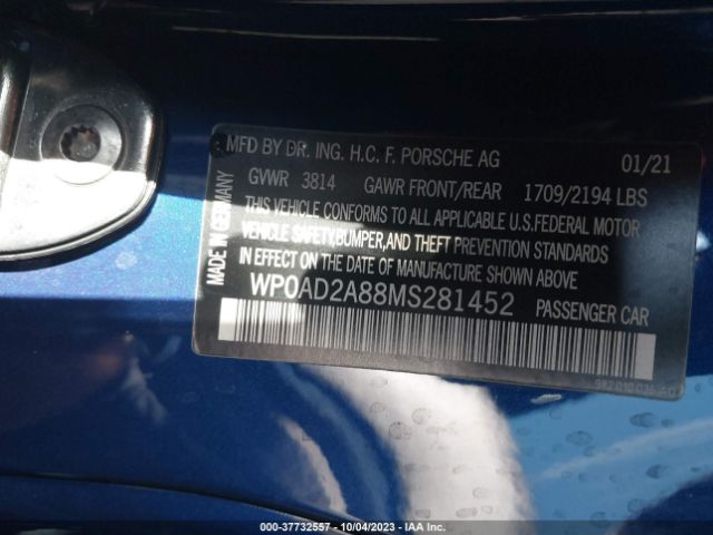 2021 PORSCHE 718 CAYMAN WP0AD2A88MS281452 Photo 8