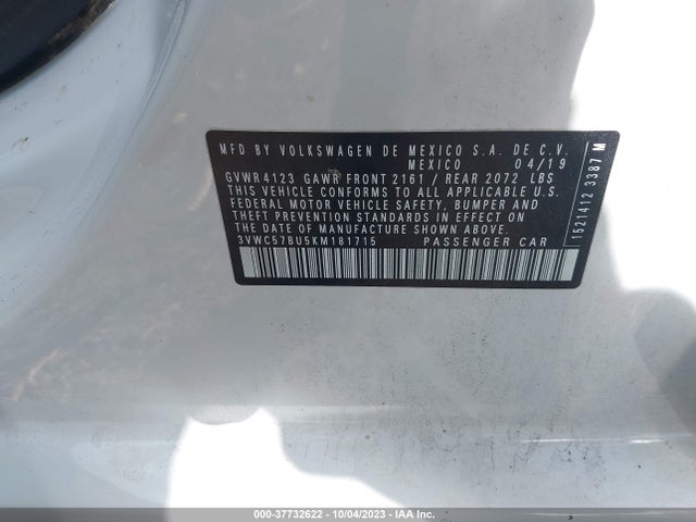 3VWC57BU5KM181715 Volkswagen Jetta S/se/r-line