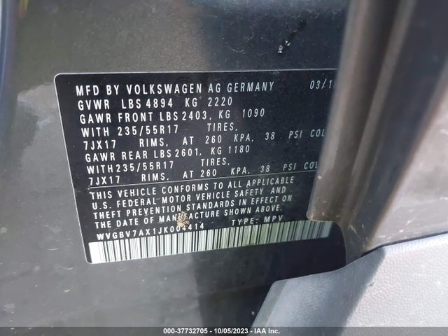 WVGBV7AX1JK004414 Volkswagen TIGUAN LIMITED
